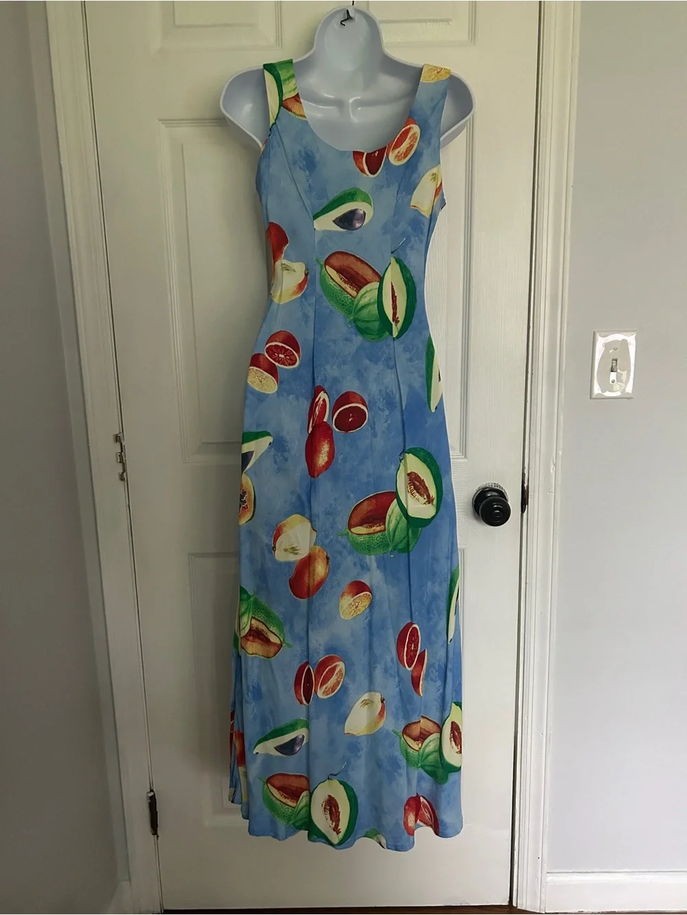 Jessica Howard Sky-Blue Fruit Print Sleeveless Maxi Dress - Picture 3 of 4